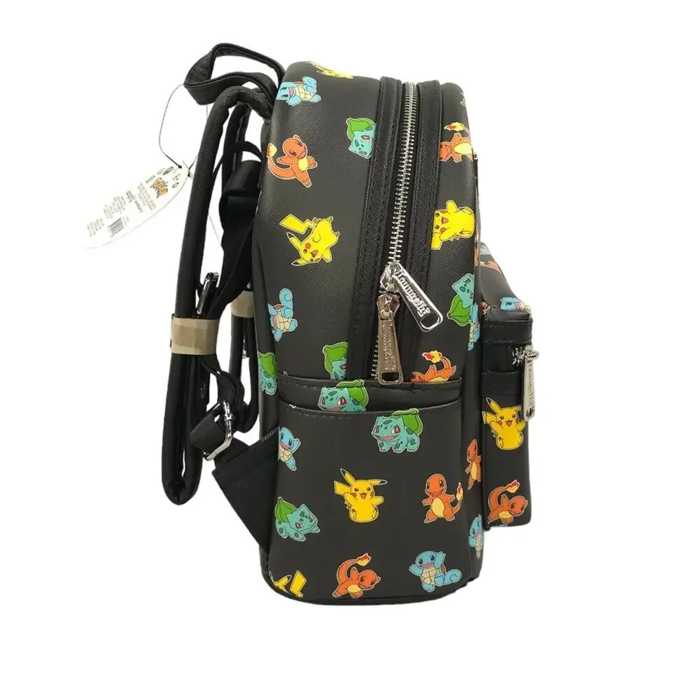 Loungefly Pokémon Starters Mini Backpack Black Character Print